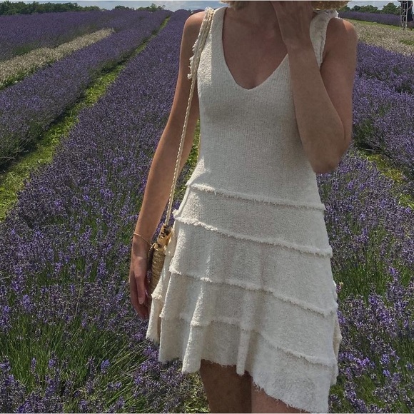 Vintage cream coloured summer dress in size S - Picture 2 of 3